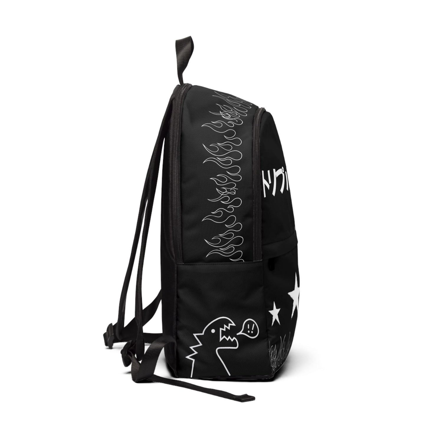 Japanese Triple Star Backpack | Black Spider, Stars & Flame Design dftgyvhjkl;