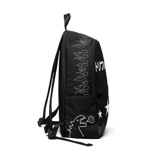 Japanese Triple Star Backpack | Black Spider, Stars & Flame Design dftgyvhjkl;