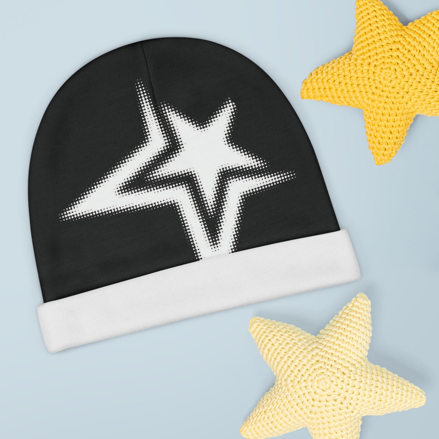 Pixelated Shooting Star Baby Beanie | Black All-Over Print 4EYSRUDTYFIG;HOJK