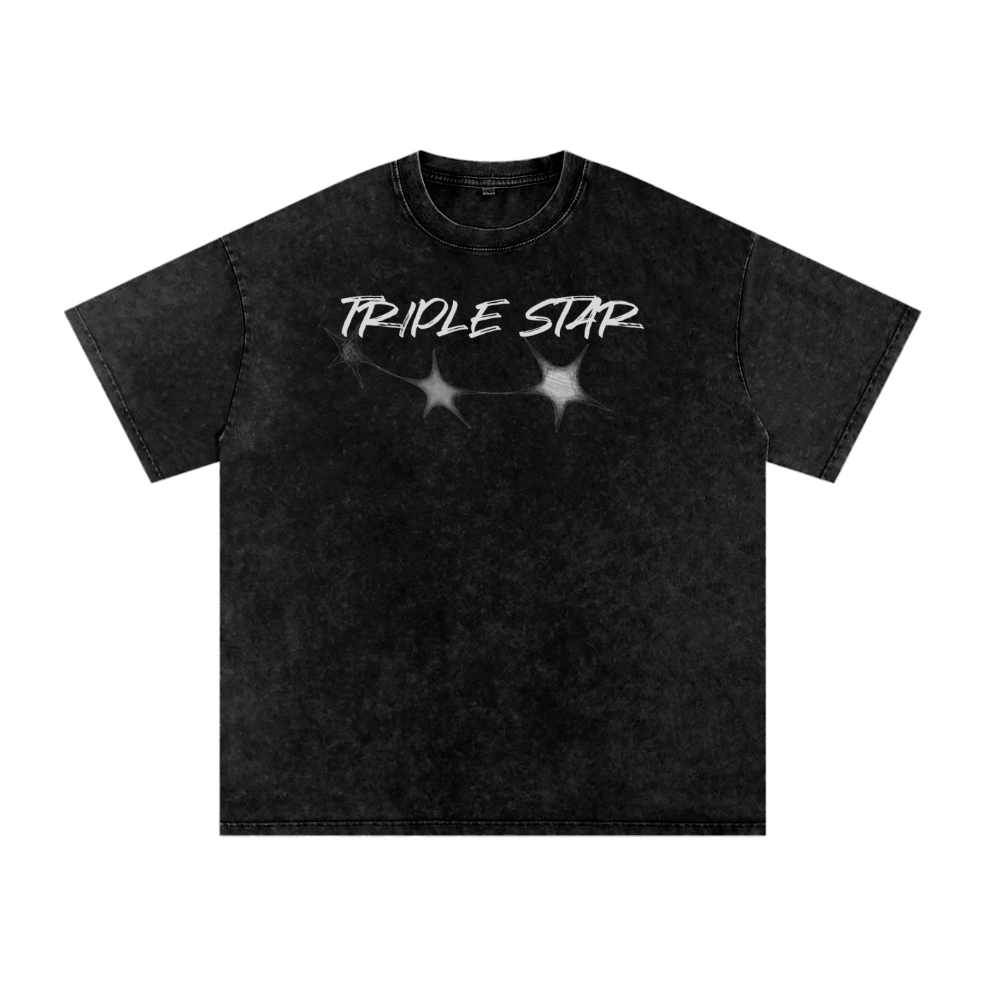 Three Star Snow Washed Oversized Cotton T-Shirt